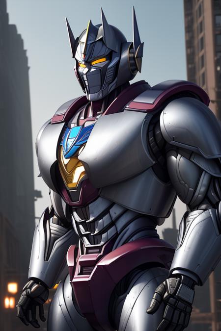 08664-3949040014-action scene, upper body portrait of giant opt-6000 wih mouthplate, robot, damaged body, transformer, metallic gloss, sharp cuts.png